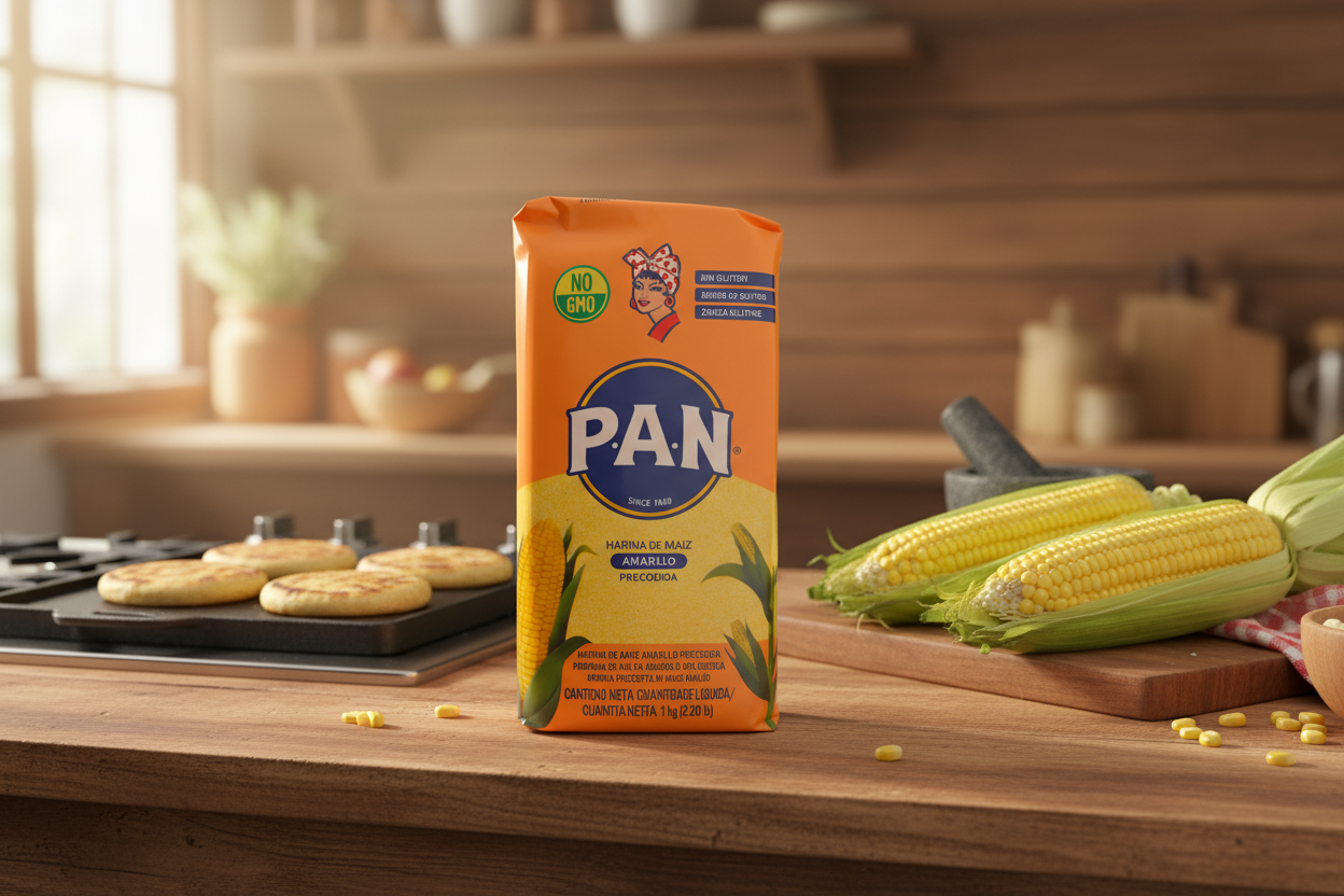 Harina de maiz no GMO PAN de amarillo 1kg